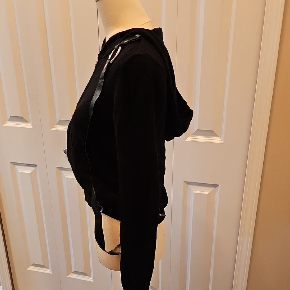 SOLD Killstar Black Hoodie with Leather Straps M - Picture 2 of 4
